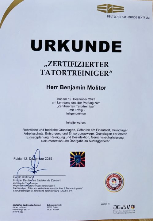 Urkunde Benjamin Molitor